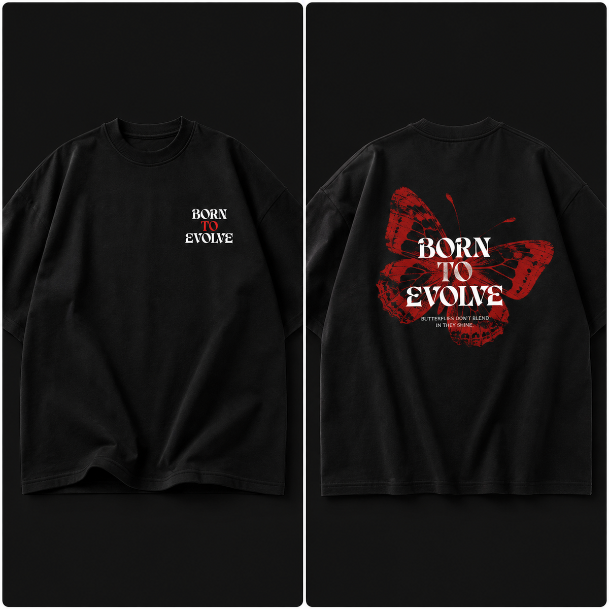 Born To Evolve Oversized Heavyweight Graphic T-Shirt – Unisex Streetwear